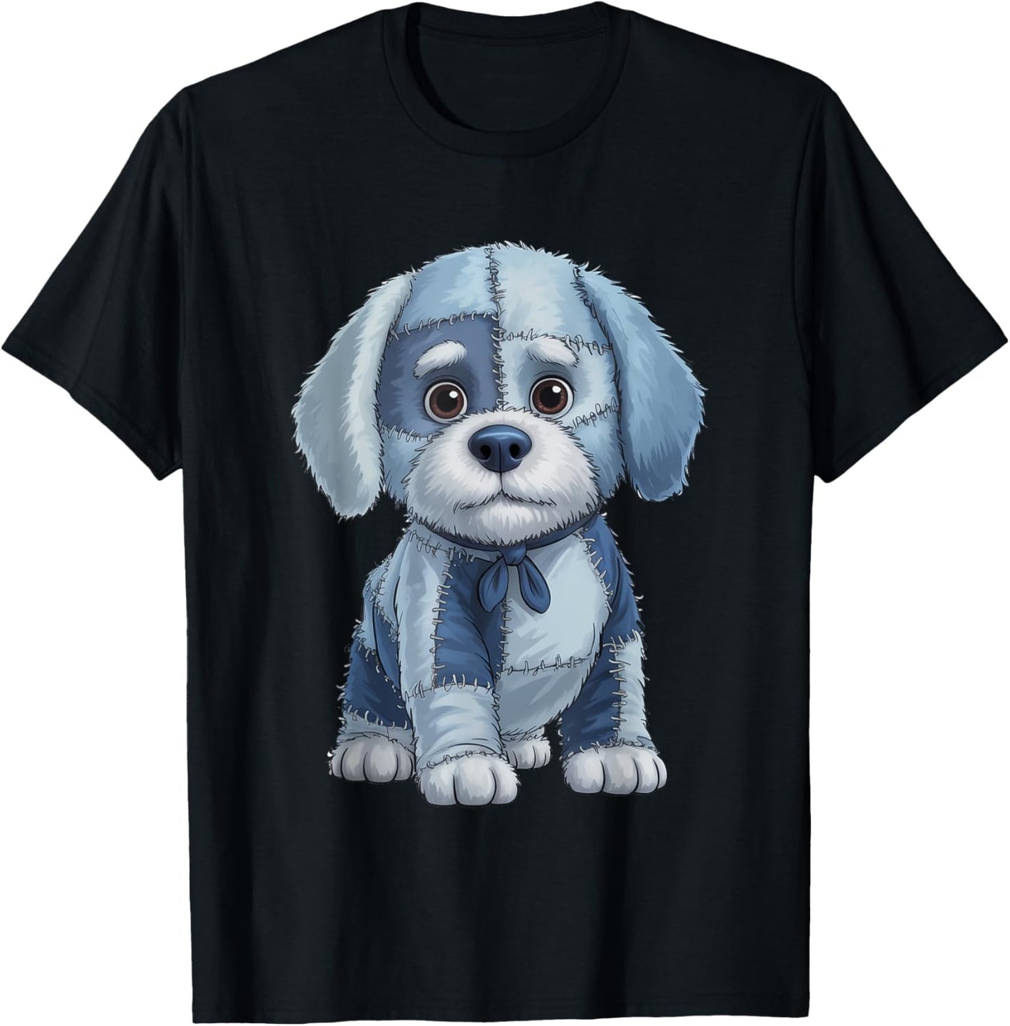 Dog Pattern Denim Patchwork Art Denim Patch Animal Dog T-Shirt
