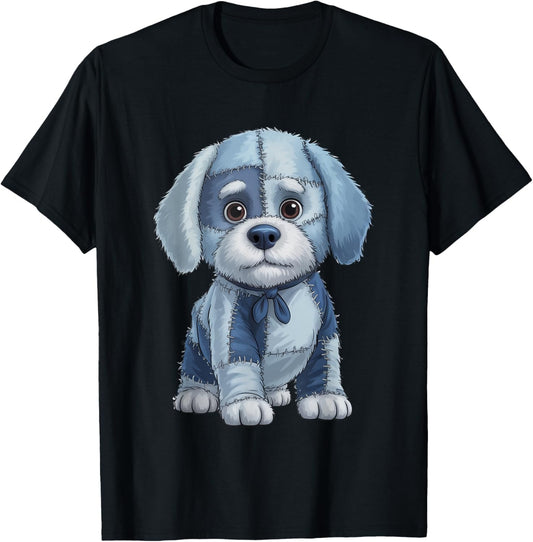 Dog Pattern Denim Patchwork Art Denim Patch Animal Dog T-Shirt
