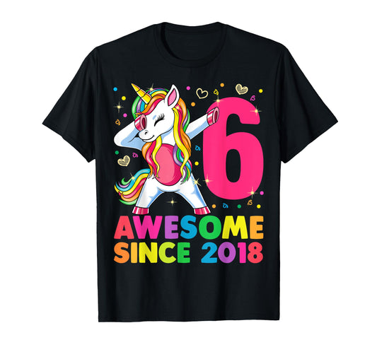 6 Years Old Unicorn Dabbing 6th Birthday Girl Unicorn Party T-Shirt