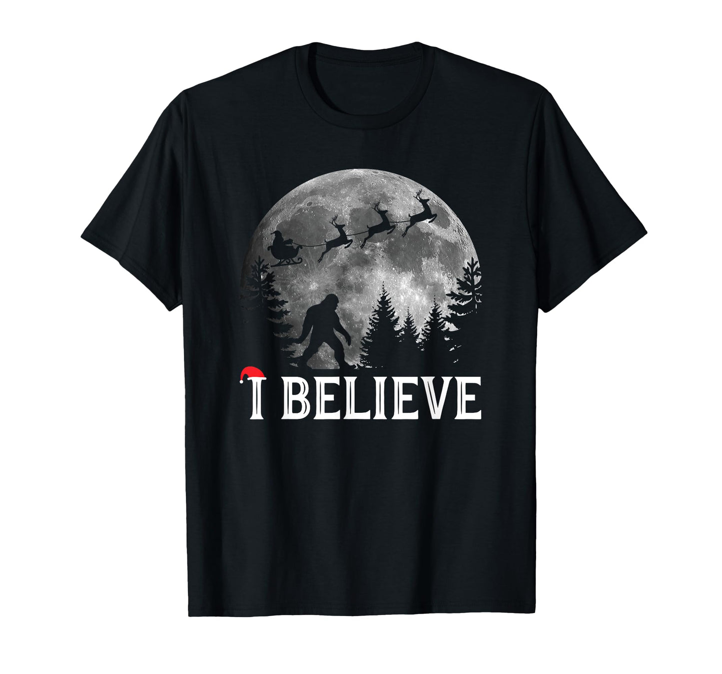 Funny Bigfoot I Believe Sasquatch Christmas T-Shirt