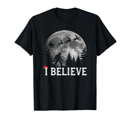 Funny Bigfoot I Believe Sasquatch Christmas T-Shirt