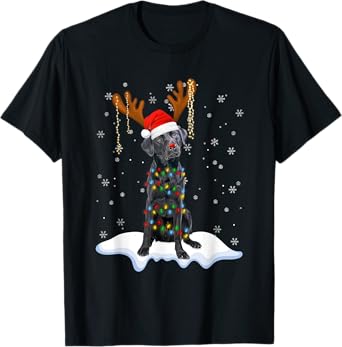 Black Lab Labrador Christmas Tree Light Pajama Dog Xmas Men Women Kids T-Shirt