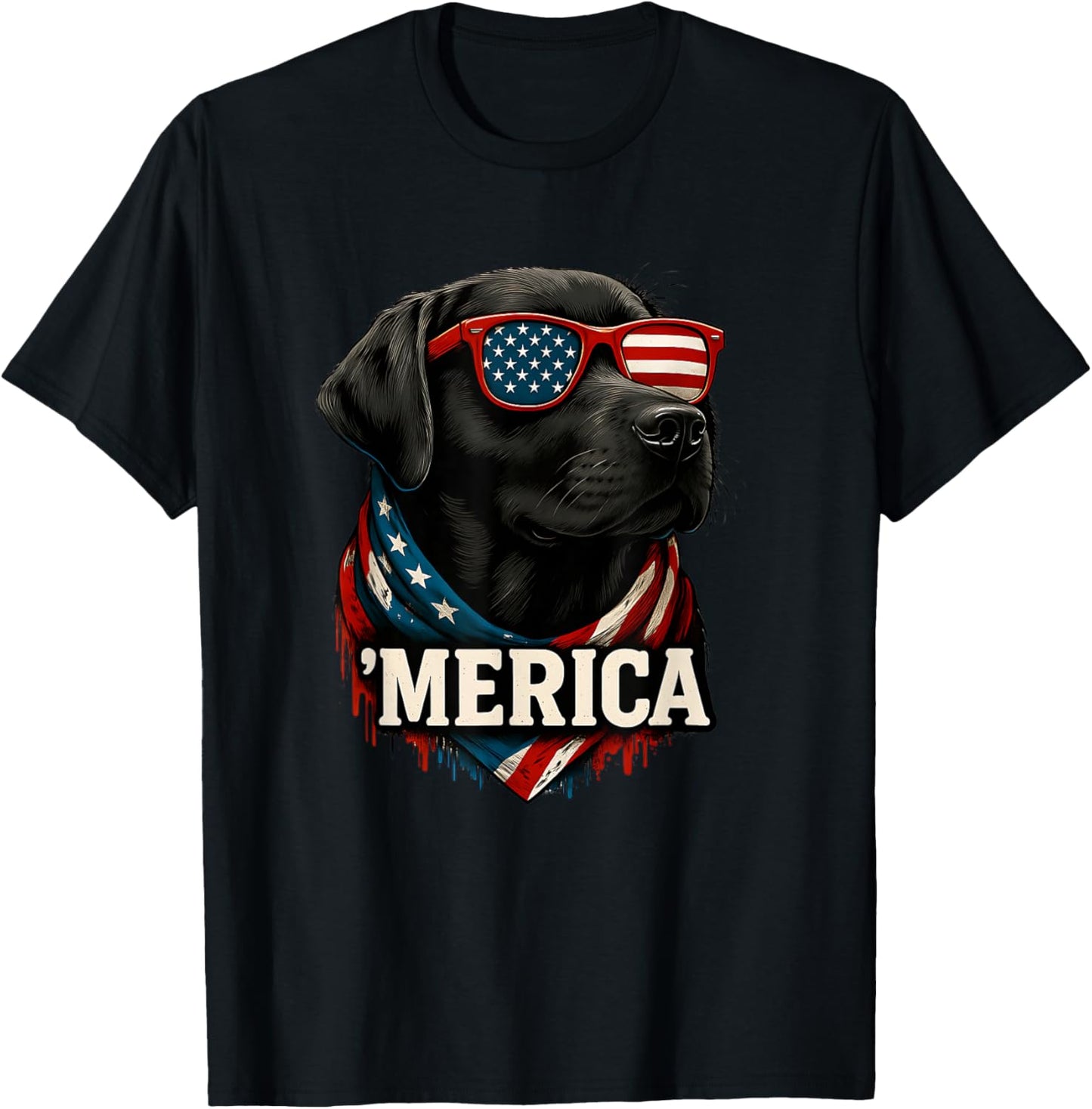 Golden Retriever Merica 4th of July American Flag T-Shirt