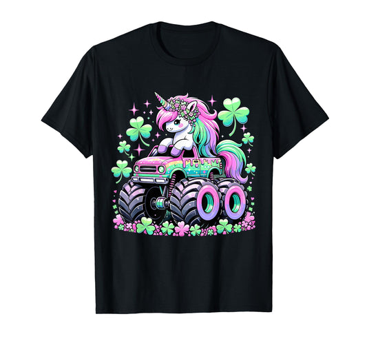 St Patricks Day Girl Monster Truck Unicorn St Patricks Day T-Shirt