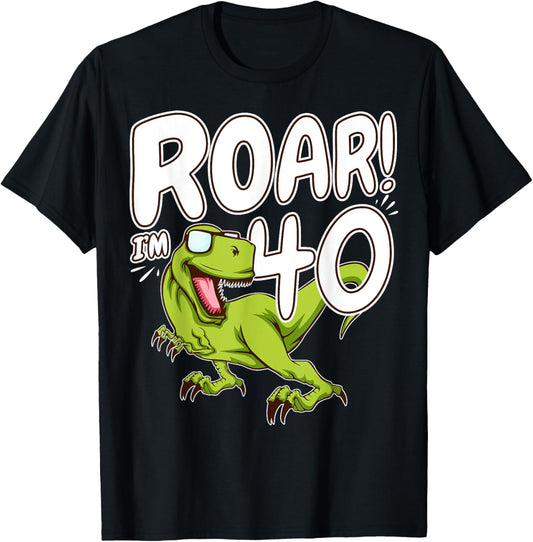 Forty 40th Birthday Party 40 Year Old Dinosaur T-Shirt