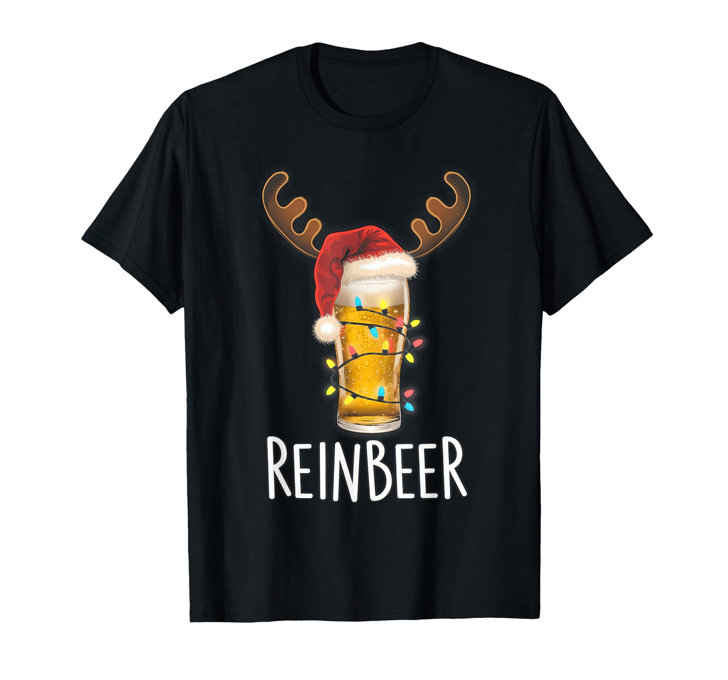 Winedeer Reinbeer Santa Hat Reindeer Couple Xmas Matching T-Shirt