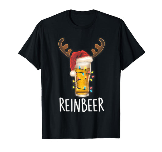 Winedeer Reinbeer Santa Hat Reindeer Couple Xmas Matching T-Shirt