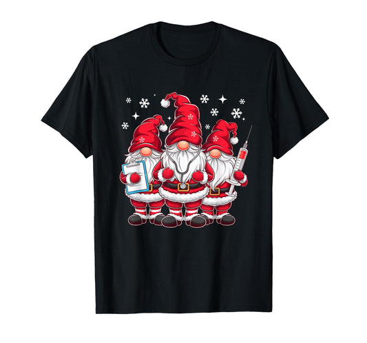 Cute Nursing Christmas Gnomes Xmas Medical Scrub Top Nurse T-Shirt