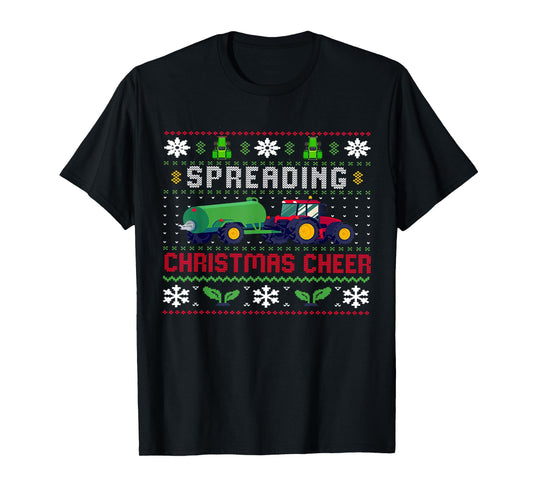Spreading Christmas Cheer, Ugly Christmas, Xmas Farm Tractor T-Shirt