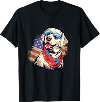 Yellow Lab 4th of July Design: Patriotic Pup Labrador Pride T-Shirt