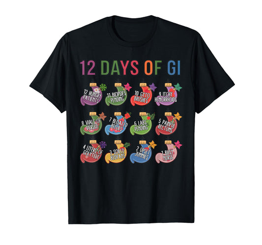 Funny Christmas Gastroenterologist Gastro Crew 12 Days Of GI T-Shirt