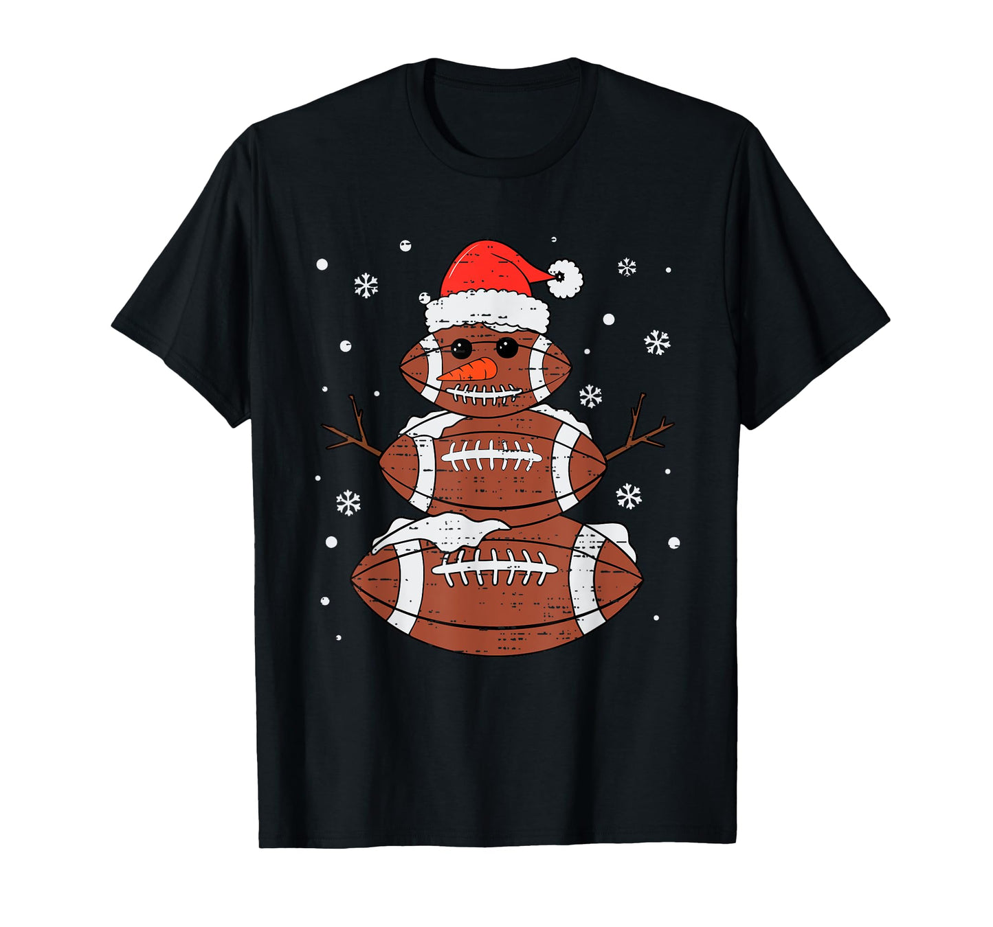 Christmas Football Snowman Hat Santa Xmas Sport Men Boy Kids T-Shirt
