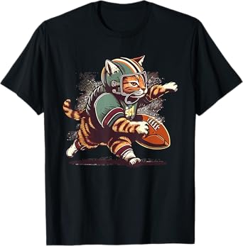 Cat Playing American Football T-Shirt