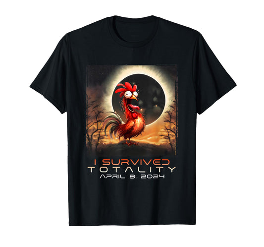 Funny Chicken I Survived the Solar Eclipse 2024 T-Shirt