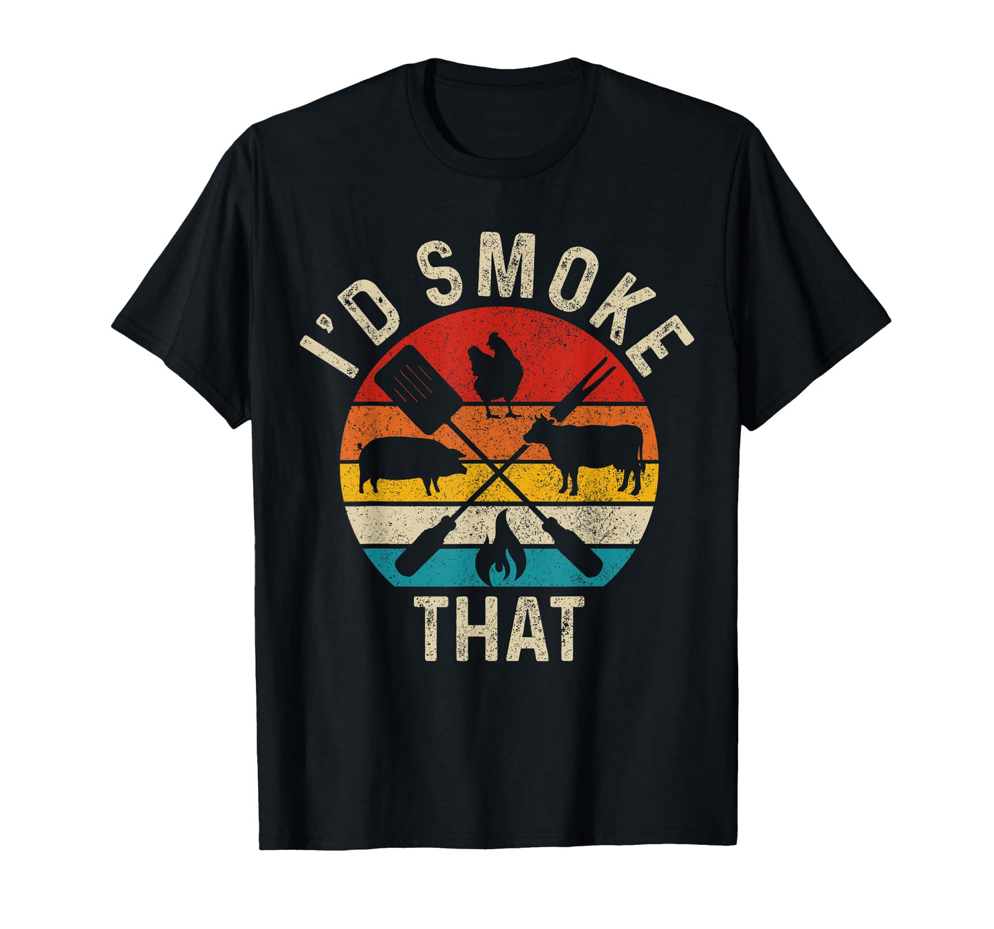 Chef Butcher BBQ I'd Smoke That Funny Father's Day Vintage T-Shirt