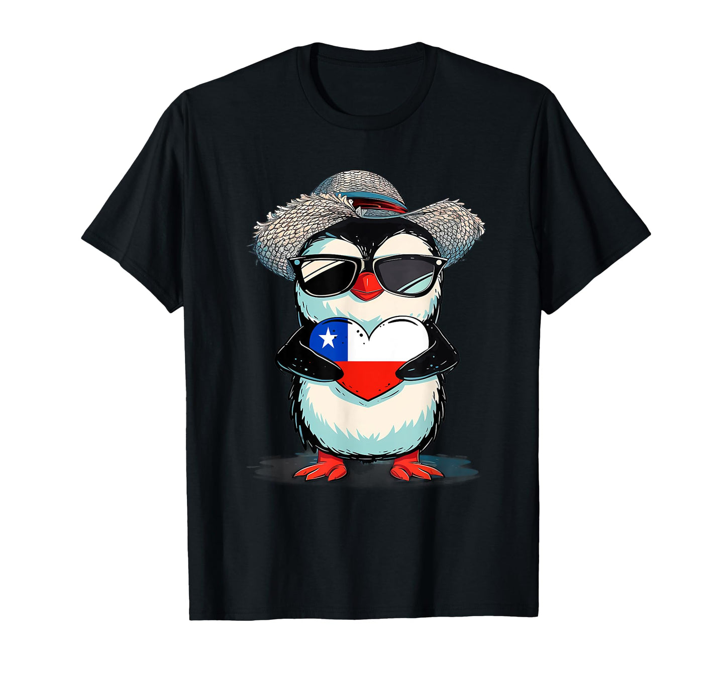 Chilean Flag Heart Penguin Chilean Pride Chilean Roots Chile T-Shirt
