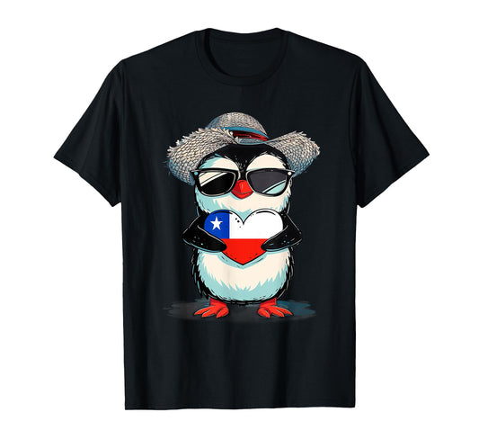 Chilean Flag Heart Penguin Chilean Pride Chilean Roots Chile T-Shirt