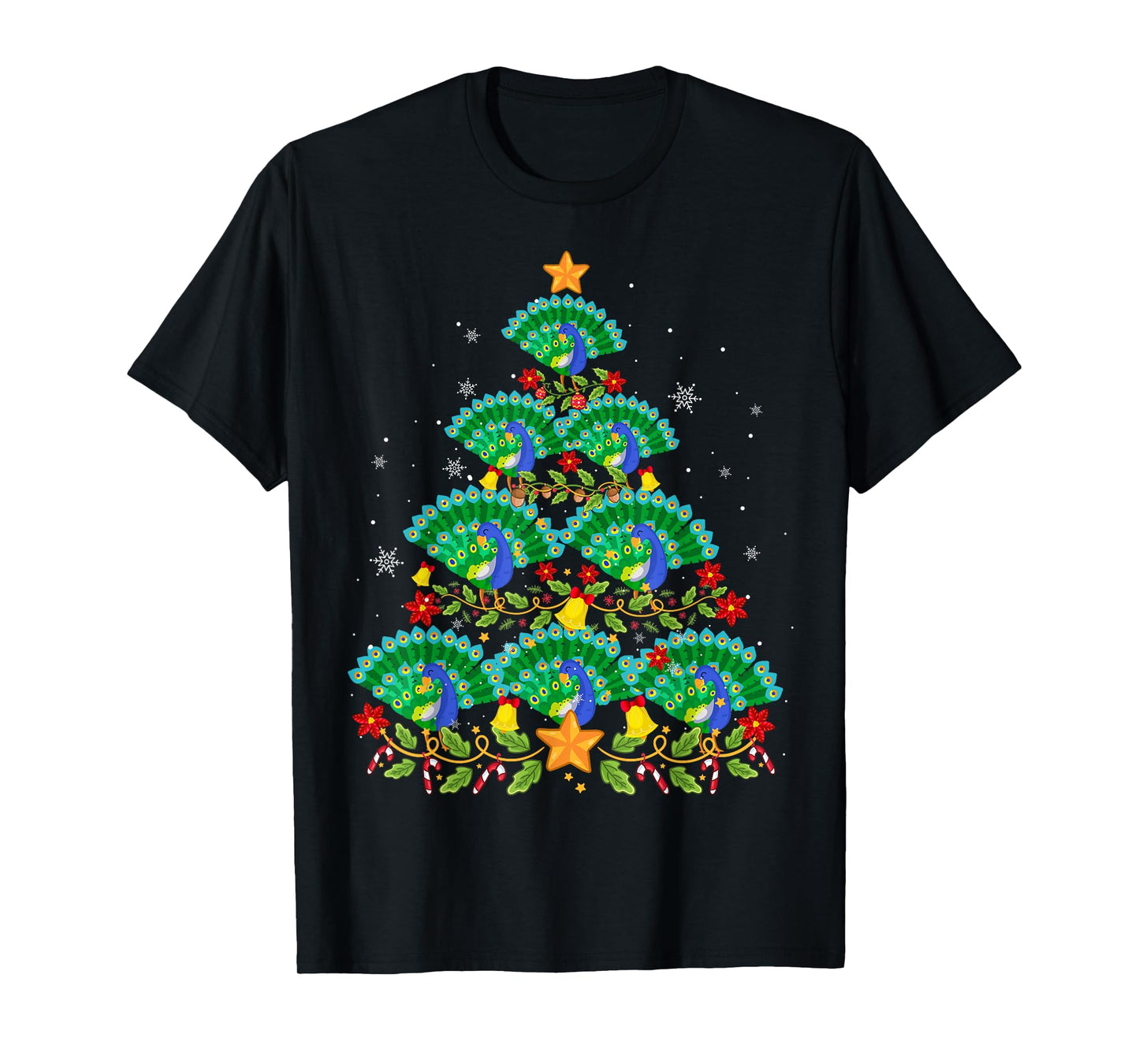 Funny Peacock Bird Lover Xmas Peacock Christmas Tree T-Shirt