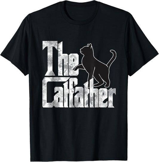 The Catfather Black Cat Father Mafia Whiskers Male Daddy T-Shirt