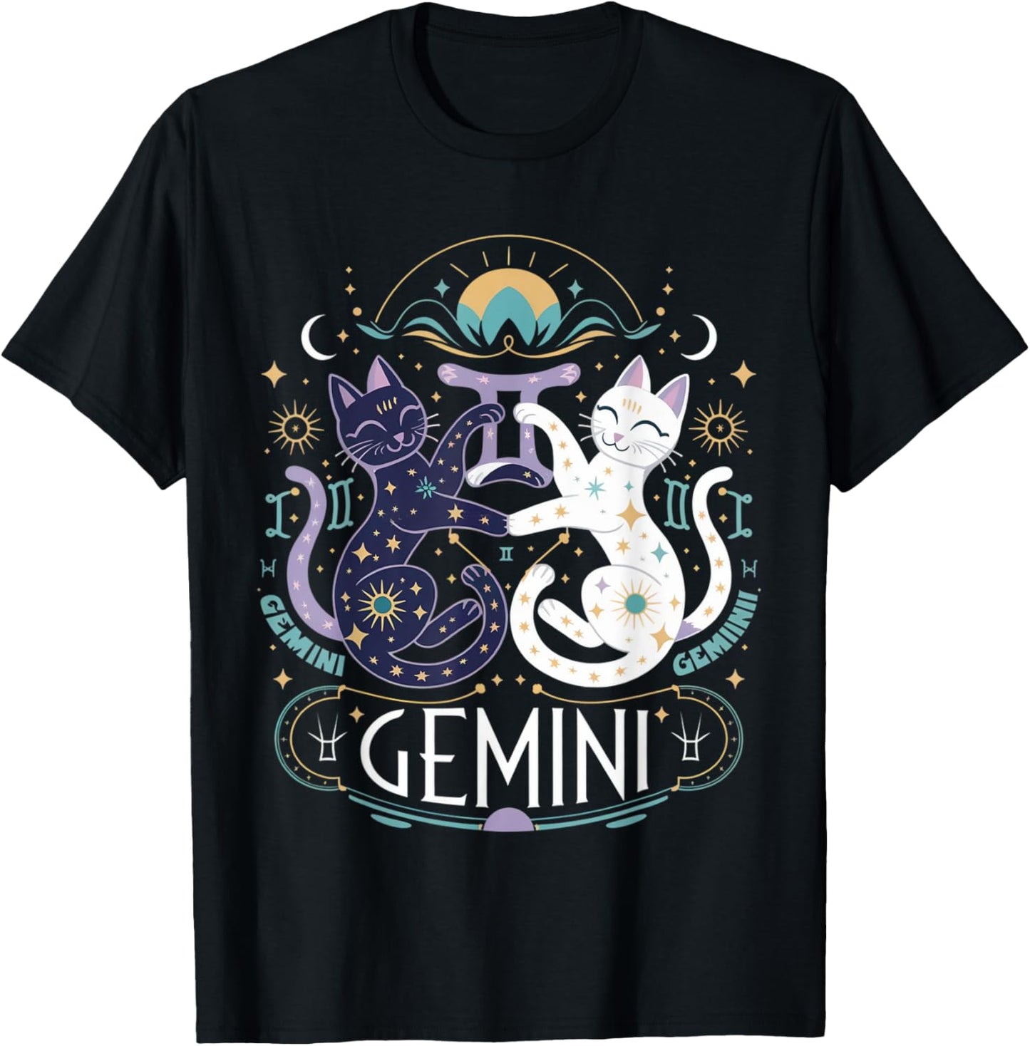 Gemini Zodiac Cats Lover Astrology Twin Cats Gemini T-Shirt