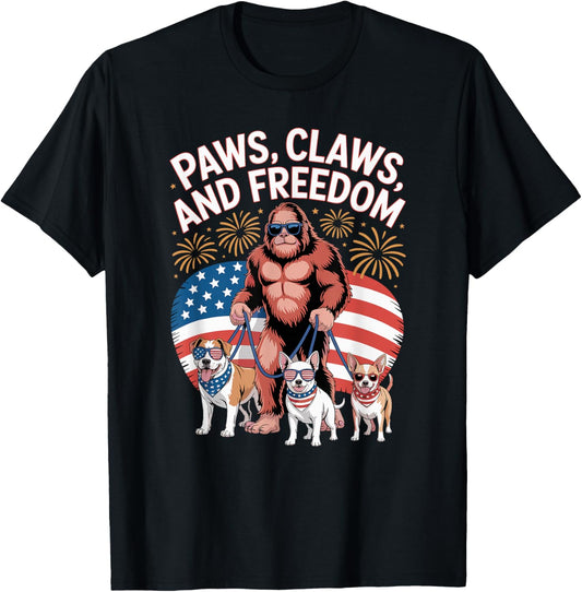 Funny 4th of July Bigfoot Dog T-Shirt