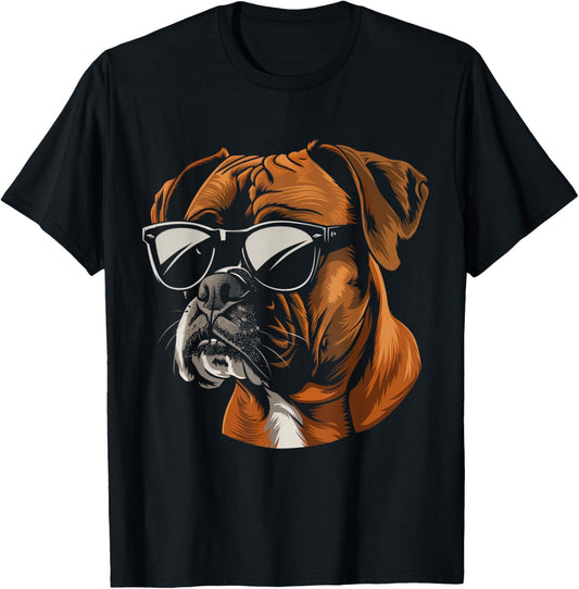 Boxer Dog Sunglasses Funny Dog Mom Dad T-Shirt