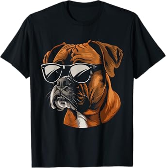 Boxer Dog Sunglasses Funny Dog Mom Dad T-Shirt for Men Women Kids