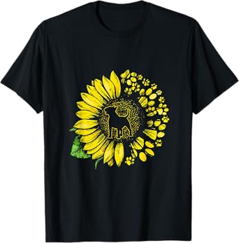 Bull Terrier Sunflower With Paws Cute Dog Lover Mothers Day T-Shirt for Men Women