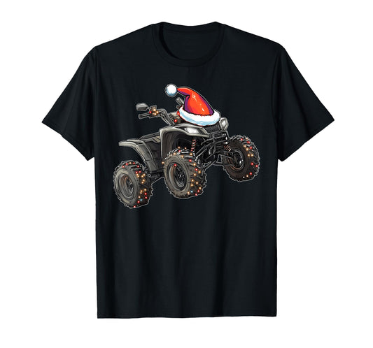 Atv Quad 4 Wheeler Christmas Hat Xmas T-Shirt