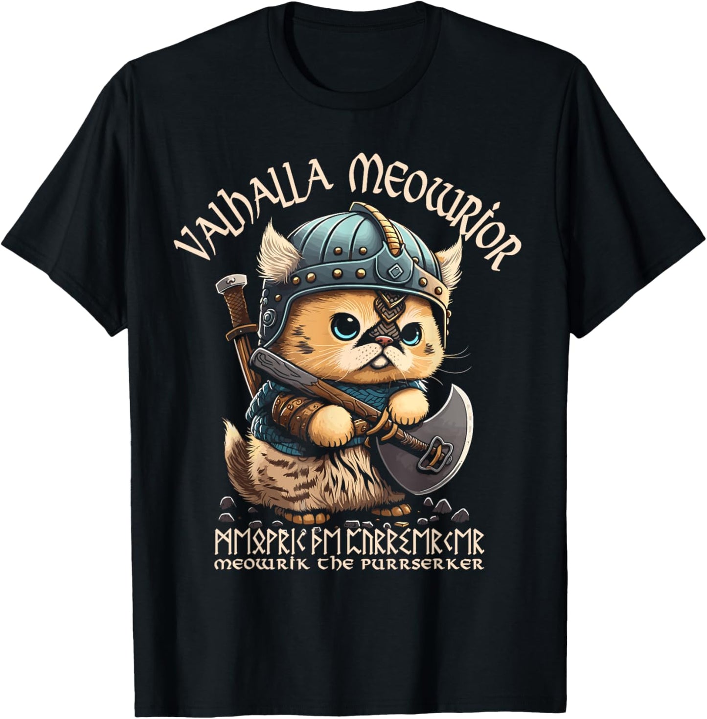 Nordic Norse Valhalla Viking Cat Warrior for Women Men Kids T-Shirt
