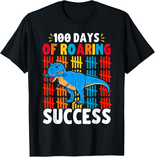 100 Days Of School T-Rex Dinosaur 100th Day Of School Kids T-Shirt