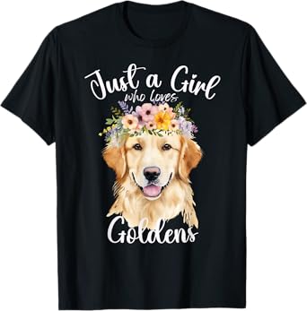 Just a Girl Who Loves Golden Retrievers Dogs kids teens T-Shirt
