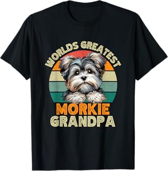 Worlds Greatest Morkie Dog Grandpa Funny Retro Dogs Owner T-Shirt