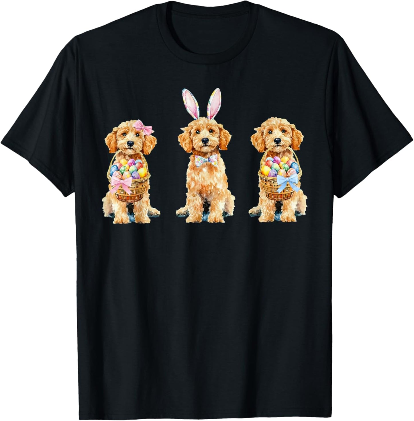 Cute Goldendoodle Bunny Rabbit Eggs Easter Day Dog Lover T-Shirt
