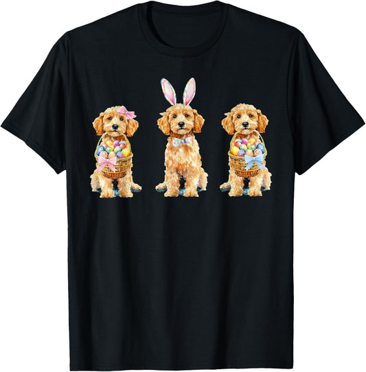 Cute Goldendoodle Bunny Rabbit Eggs Easter Day Dog Lover T-Shirt