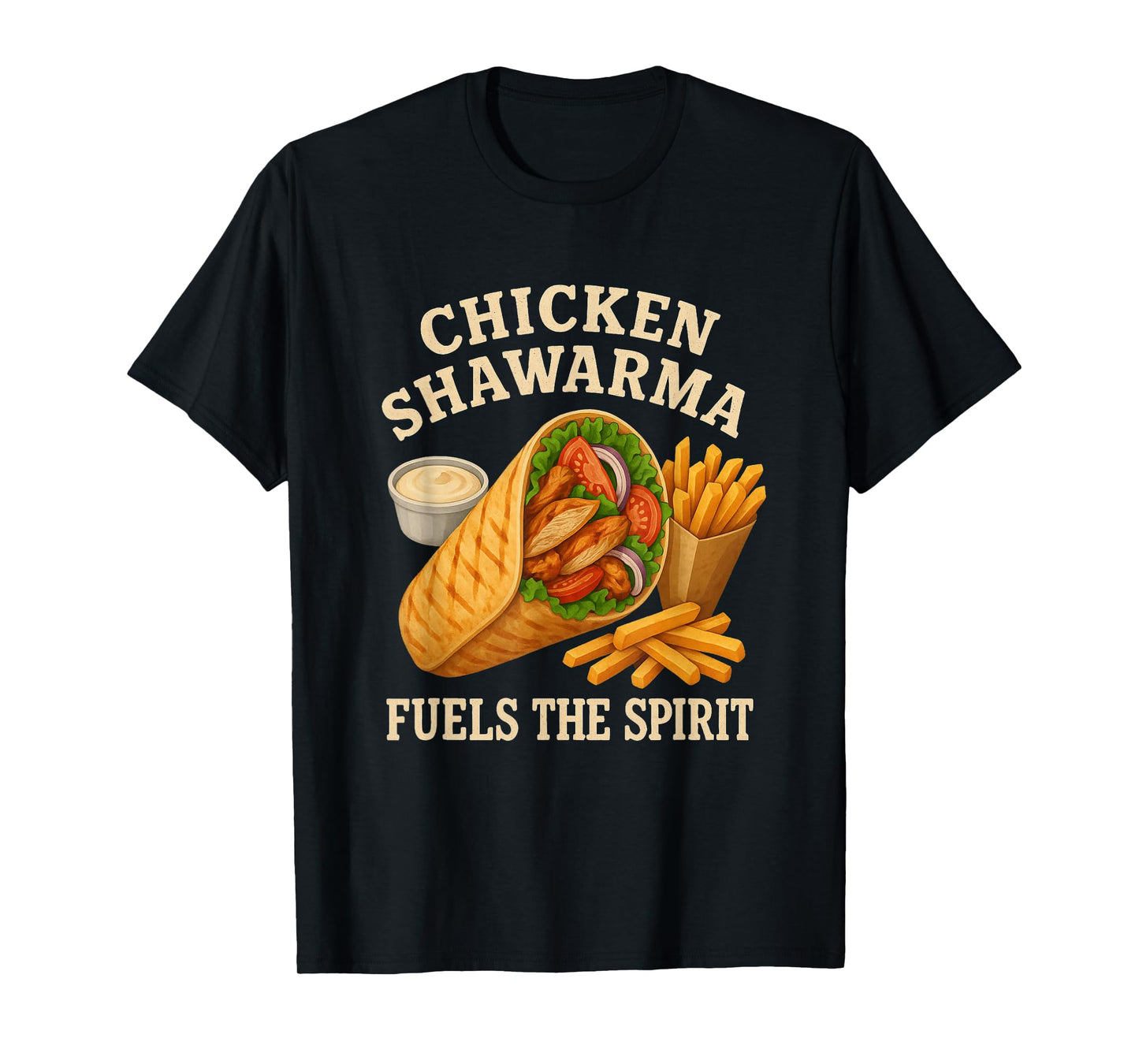 Chicken Shawarma Fuels The Spirit Funny Foodie T-Shirt