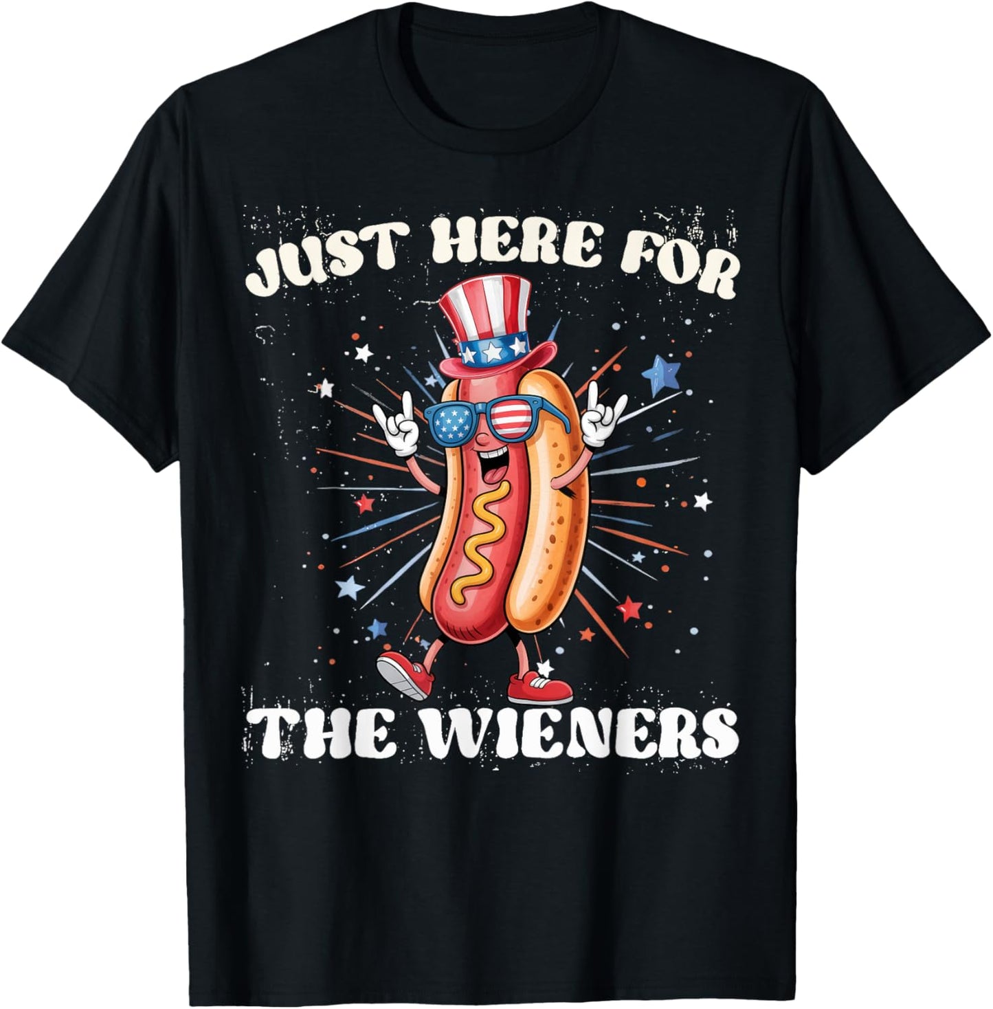 I'm Just Here For The Wieners Funny Fourth of July Hot-Dog T-Shirt