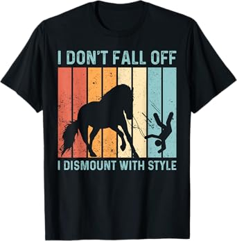 I Don't Fall Off I Dismount With Style Horse Vaulting Retro T-Shirt