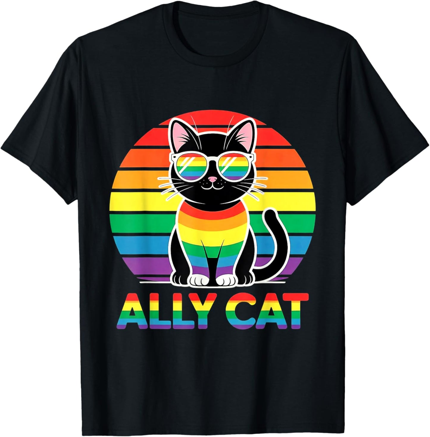 Ally Cat LGBTQ Rainbow Cat Pride Cat T-Shirt