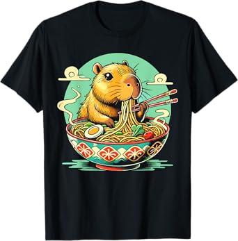 Capybara Eating Ramen Noodles T-Shirt