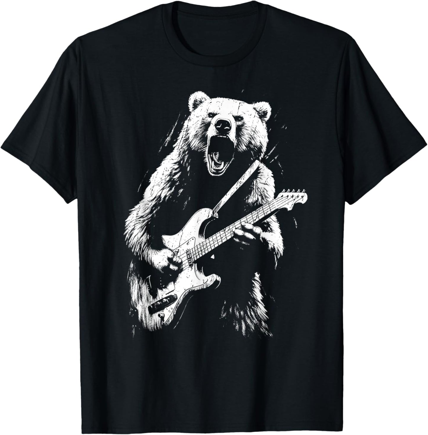 Rock Bear Playing Guitar Funny Guitar Bear Music T-Shirt