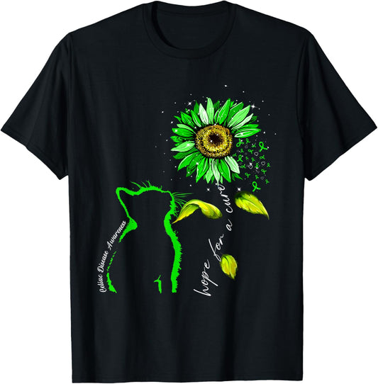 Sunflower Cat Green Celiac Disease Awareness T-Shirt