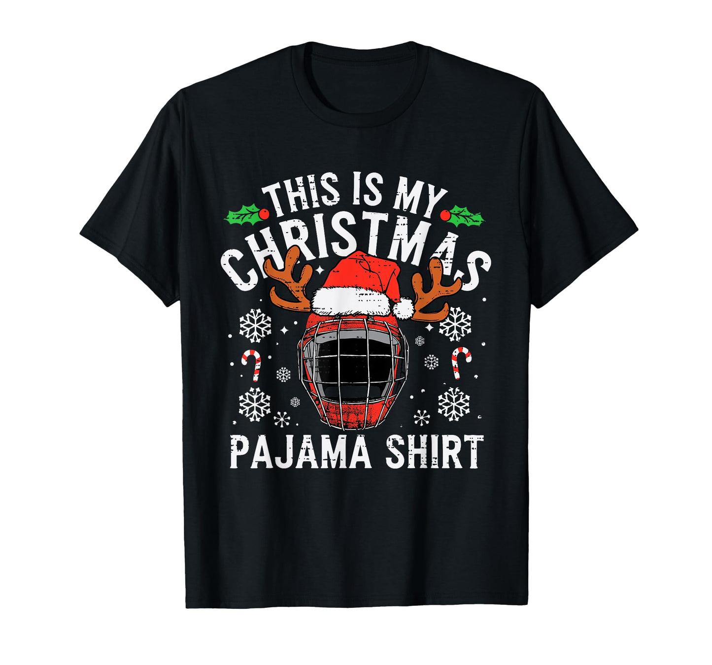 This Is My Hockey Christmas Pajama Shirt Sport Men Boys Kids T-Shirt