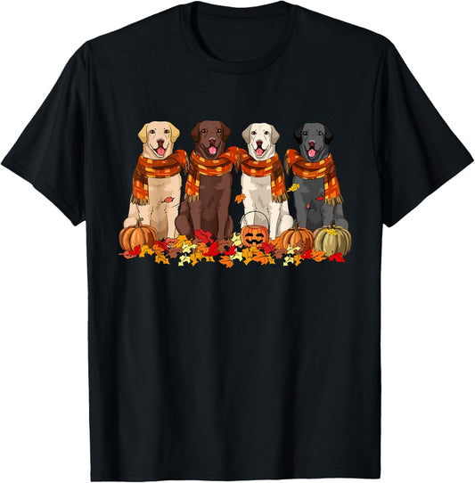Fall Autumn Pumpkin Labrador Retriever Thanksgiving Dog Mom T-Shirt