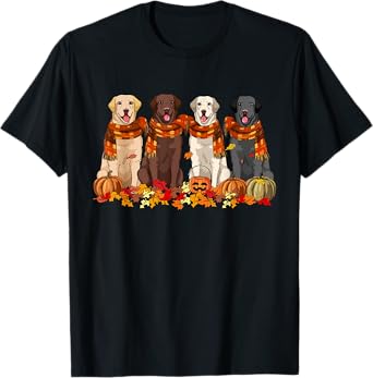 Fall Autumn Pumpkin Labrador Retriever Thanksgiving Dog Mom Men Women T-Shirt