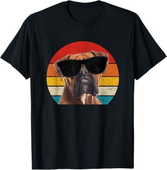Boxer Dog Sunglasses Vintage Funny Dog Men Women Kids T-Shirt