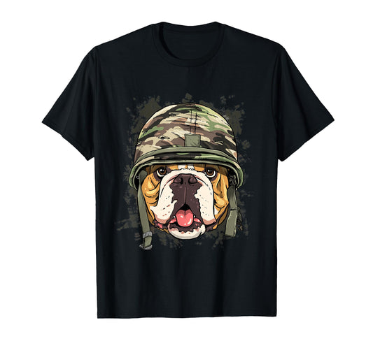 American Bulldog Soldier Veteran Dog - Army Dog Lover T-Shirt