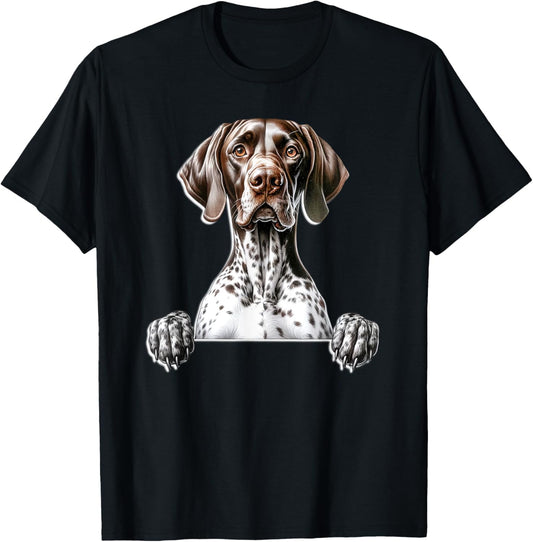 German Shorthaired Pointer Dog T-Shirt, Unisex-Adults/Kids, Black, Small, Short Sleeve, T-Shirt, Graphic, Animal Print
