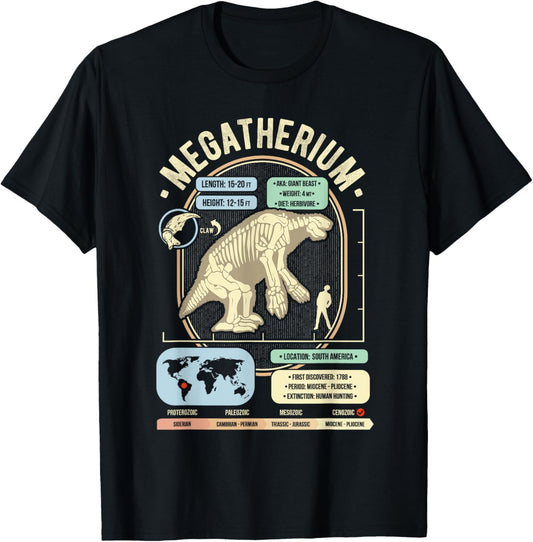 Dinosaur Facts - Megatherium Sloth Science & Anatomy Gift T-Shirt