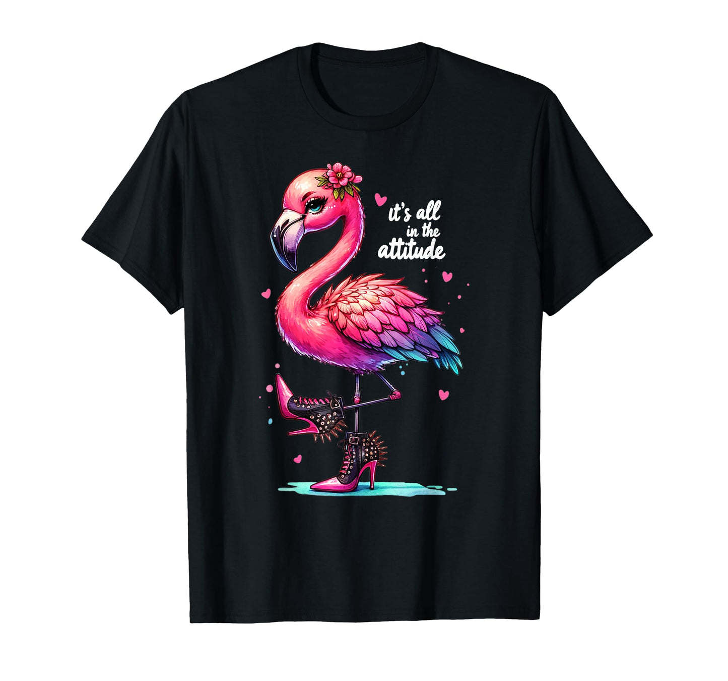 Cute Flamingo Spike Heels It's All in the Attitude Girls T-Shirt